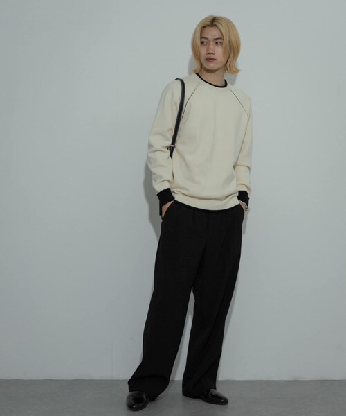 SENSE OF PLACE by URBAN RESEARCH（センスオブプレイスバイアーバンリサーチ）の「『ユニセックス』『洗濯可』ストレッチリブハイショクラインニット（ニット/セーター・メンズ・BLACK/CHARCOAL/IVORY/BROWN/L.BLUE・M/L）」の12枚目の写真