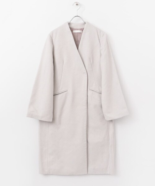 SENSE OF PLACE by URBAN RESEARCH（センスオブプレイスバイアーバンリサーチ）の「ウールビーバーノーカラーコート（ノーカラージャケット・レディース・L.KHAKI/L.GRAY/PURPLE/MOCHA/BLACK・FREE）」の19枚目の写真