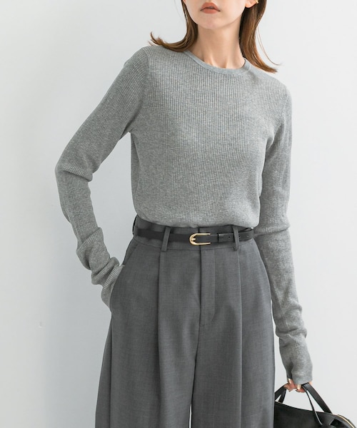 URBAN RESEARCH ROSSO（アーバンリサーチロッソ）の「シルク混リブデザインニット（ニット/セーター・レディース・WHITE/CREAM/GRAY/D/NAVY・FREE）」の3枚目の写真