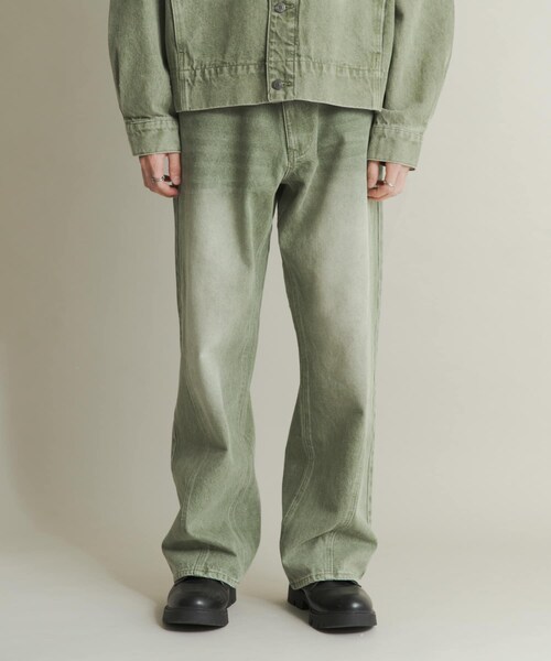 SENSE OF PLACE by URBAN RESEARCH（センスオブプレイスバイアーバンリサーチ）の「ツイストデニムワイドパンツ（デニムパンツ・メンズ・GREEN/L.INDIGO・M/L）」の14枚目の写真