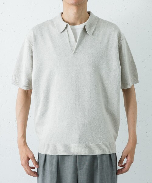 URBAN RESEARCH(アーバンリサーチ)の「SILK NOIL スキッパーポロニット(ポロシャツ・メンズ・NATURAL/BLACK・M/L)」の12枚目の写真