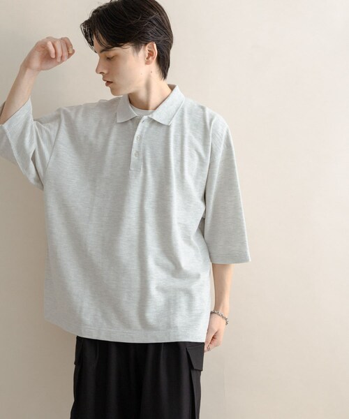 SENSE OF PLACE by URBAN RESEARCH（センスオブプレイスバイアーバンリサーチ）の「スラブカノコエクストラルーズポロシャツ（ポロシャツ・メンズ・BLACK/OATMEAL/BROWN・M/L）」の17枚目の写真