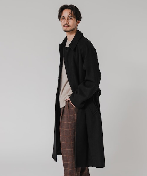 URBAN RESEARCH（アーバンリサーチ）の「WOOL BEAVER BELTED COAT（ステンカラーコート・メンズ・BLACK/MOCHA/BROWN・M/L）」の9枚目の写真