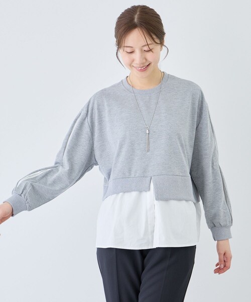 Jayro(ジャイロ)の「ブラウスレイヤード風プルオーバー(Tシャツ/カットソー・レディース・ブラック系/グレー/ホワイト系/ベージュ/ネイビー・M)」の13枚目の写真