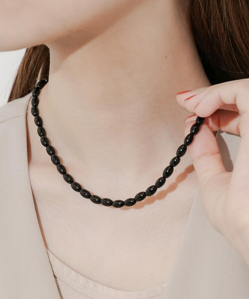 SMELLY（スメリー）の「オーバルビーズネックレス（ネックレス・レディース・BLK・-）」の6枚目の写真