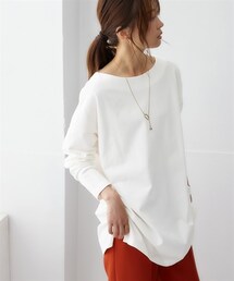 nissen | 綿１００％バスクオーバーサイズ長袖チュニック（UVカット）(Tシャツ/カットソー)