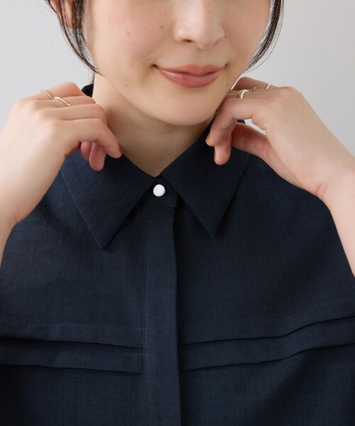 VIS（ビス）の「美easyリネンライクシャツブラウス/接触冷感・セットアップ対応（シャツ/ブラウス・レディース・キナリ/ネイビー/サックス・F）」の17枚目の写真