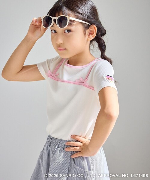 ROPE' PICNIC（ロペピクニック）の「【サンリオキャラクターズ×ROPE' PICNIC】日焼けデザイン 配色レイヤード風Tシャツ（Tシャツ/カットソー・キッズ・ホワイト系/ラベンダー系/ブルー系/イエロー・L/M/S）」の11枚目の写真
