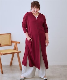 nissen | ＜大きいサイズ＞ワンピースにもなる前後２WAYロング丈カーディガン(カーディガン/ボレロ)