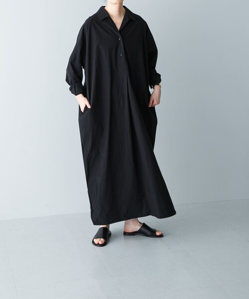 かぐれ（カグレ）の「『2サイズ展開』コットンシルクシャツワンピース（ワンピース・レディース・BEIGE/BLACK/PINK・0/1）」の7枚目の写真