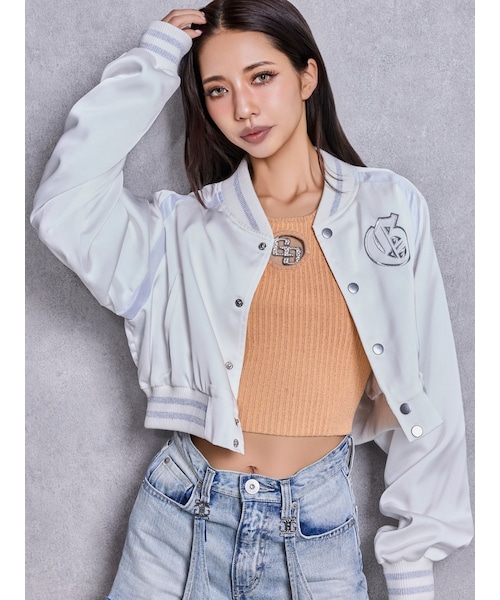 GYDA（ジェイダ）の「BACK GYDA logo Shortブルゾン（ブルゾン・レディース・オフホワイト/ピンク/ネイビー・F）」の2枚目の写真