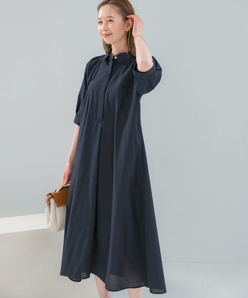 URBAN RESEARCH ROSSO（アーバンリサーチロッソ）の「『WEB限定』イージーリネンシャツワンピース（ワンピース・レディース・BRN/ST/NAVY/BRN/ST-1・Free）」の4枚目の写真