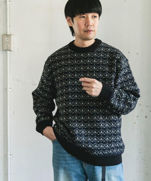 URBAN RESEARCH DOORS（アーバンリサーチドアーズ）の「ツイードライク ボーダーニット（ニット/セーター・メンズ・GRAY/BLACK/BROWN・M/L）」の9枚目の写真