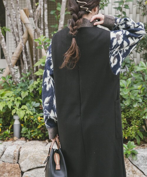 ITEMS URBANRESEARCH(アイテムズ アーバンリサーチ)の「ジャージメルトンジャンパースカート(ワンピース・レディース・GRY/BLK・Free)」の7枚目の写真