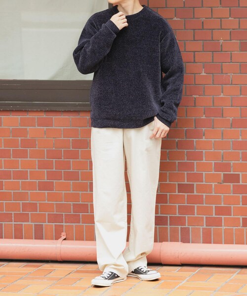 ITEMS URBANRESEARCH（アイテムズ アーバンリサーチ）の「ダブルフェイスシェニールクルーネックニット（ニット/セーター・メンズ・WHT/BLUE GRAY/GREIGE/INK BLACK・M/L）」の15枚目の写真