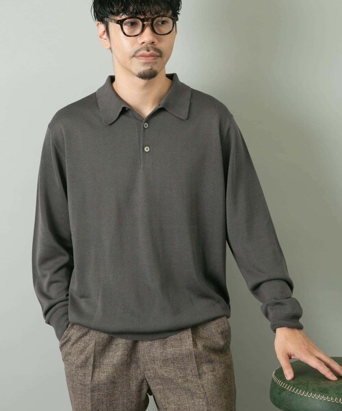 URBAN RESEARCH ROSSO（アーバンリサーチロッソ）の「『一部WEB限定カラー』『XLサイズあり』『UR TECH』ハイゲージニットポロシャツ（ポロシャツ・メンズ・NAVY/BEIGE/GRAY/BLACK/L.BROWN・M/L/XL）」の2枚目の写真