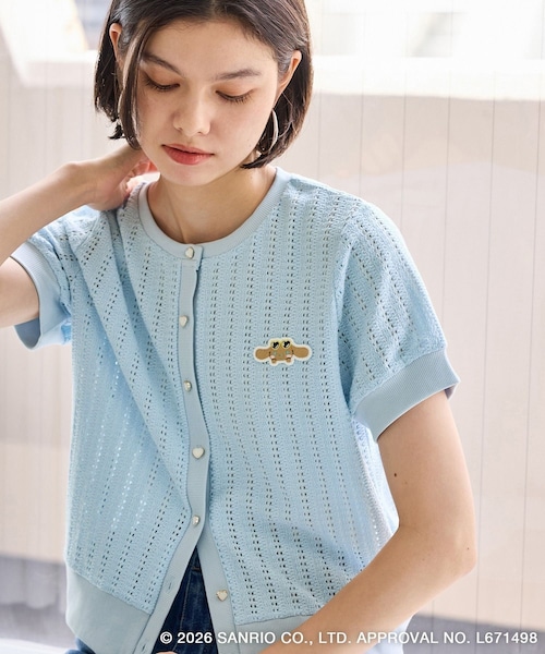 ROPE' PICNIC(ロペピクニック)の「【サンリオキャラクターズ×ROPE' PICNIC】日焼けデザイン 透かしカットソーカーディガン(カーディガン/ボレロ・レディース・ホワイト系/ブルー系/イエロー・F)」の6枚目の写真