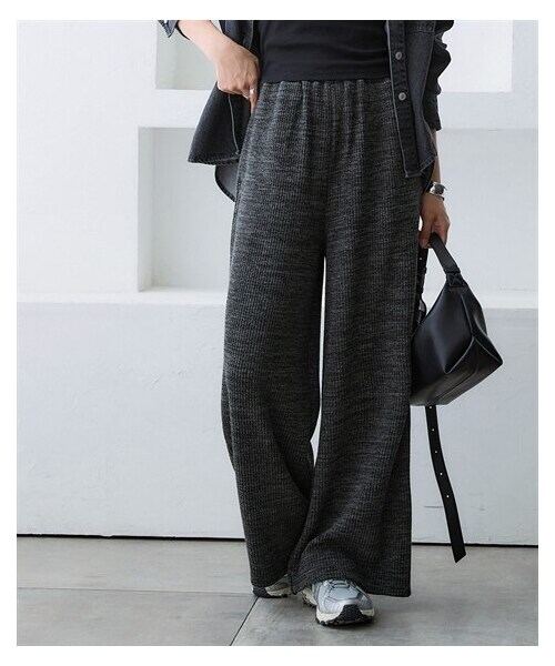 nissen（ニッセン）の「リブ見えカットソーイージーパンツ（パンツ・レディース・黒/杢チャコールグレー/キャラメルブラウン・S/M/L/LL/3L/4L/5L/6L/8L/10L）」の19枚目の写真