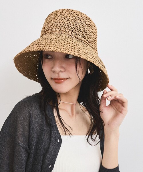 VIS（ビス）の「シンプル雑材ハット（ハット・レディース・ダークブラウン/ベージュ/ベージュ系・F）」の4枚目の写真