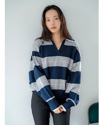 Ungrid（アングリッド）の「スキッパーデザインボーダーニット（ニット/セーター）」