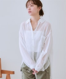 ロング丈シアーシャツ＜大きいサイズ有＞