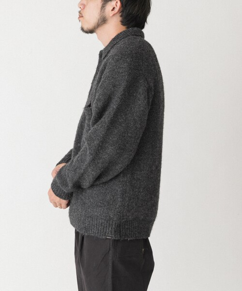 EKAL（エカル）の「シャギーニットポロプルオーバー（ニット/セーター・メンズ・グレー/ブラウン/フォーレンリーブス・M/L）」の11枚目の写真