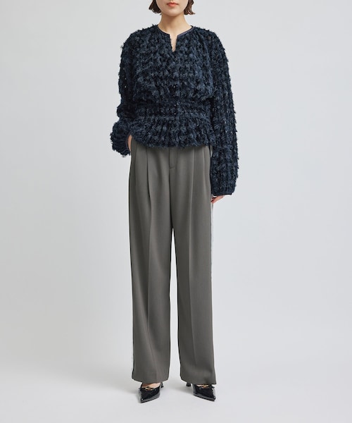 ROPE'(ロペ)の「サイドラインストレッチパンツ(その他パンツ・レディース・グレー/オフホワイト・36/38)」の4枚目の写真