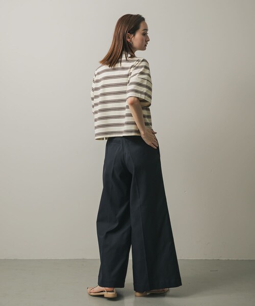 SENSE OF PLACE by URBAN RESEARCH（センスオブプレイスバイアーバンリサーチ）の「マルチボーダーカットポロシャツ（ポロシャツ・レディース・BLACK/ORANGE/WHITE・one）」の8枚目の写真