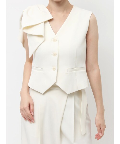 dazzlin（ダズリン）の「【セットアップ対応】ショルダーリボンジレ（その他トップス・レディース・アイボリー/グレー/ベージュ・S/M）」の10枚目の写真