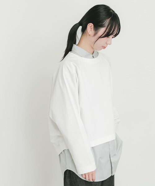 EKAL(エカル)の「シルケットコットンロングスリーブTシャツ(Tシャツ/カットソー・レディース・オフ/ネイビー・One)」の8枚目の写真