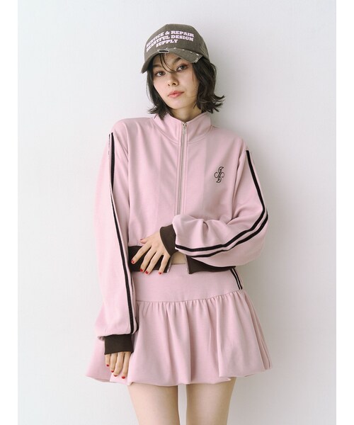 jouetie（ジュエティ）の「バイカラートラックジャケット【セットアップ対応】（その他トップス・レディース・アイボリー/グレー/ピンク・M）」の3枚目の写真