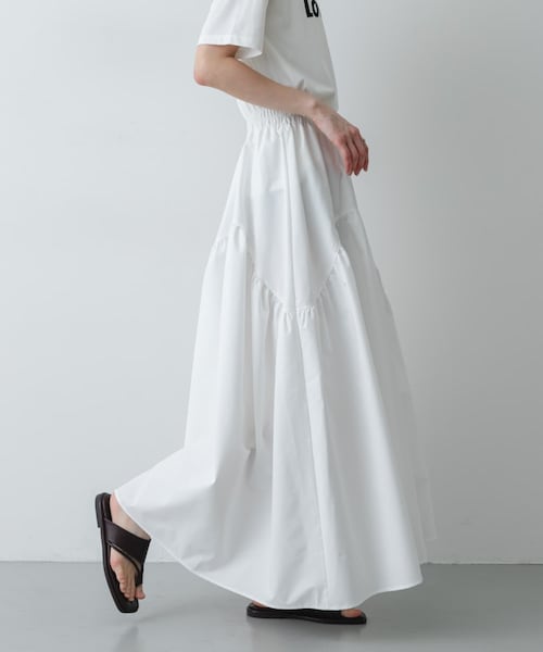 SENSE OF PLACE by URBAN RESEARCH(センスオブプレイスバイアーバンリサーチ)の「アシメキリカエギャザースカート(スカート・レディース・OFF WHITE/BLACK/BEIGE・One)」の6枚目の写真
