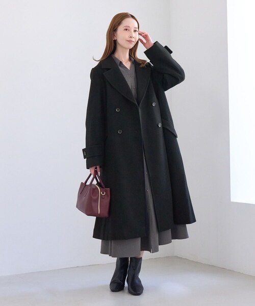 ROPE' PICNIC(ロペピクニック)の「JAPAN FABRIC ダブルチェスターロング丈ウールコート(チェスターコート・レディース・ブラック/グレー/ベージュ系/ラベンダー・F)」の6枚目の写真