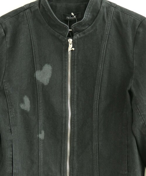 VIS(ビス)の「【reheat】ハートドローイングデニムジャケット【セットアップ対応】(デニムジャケット・レディース・ブラック・F)」の13枚目の写真