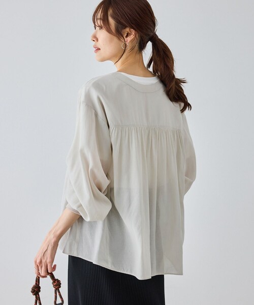 ROPE' PICNIC(ロペピクニック)の「布帛シアーカーディガンブラウス(シャツ/ブラウス・レディース・ブラック/キナリ/ベージュ・F)」の21枚目の写真