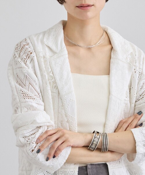 ADAM ET ROPE'(アダムエロペ)の「【WEB限定】刺繍レースパッチワークシャツジャケット/ セットアップ対応(テーラードジャケット・レディース・ブラック/ホワイト・F)」の13枚目の写真