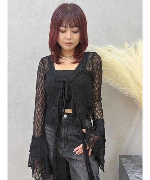 EVRIS（エヴリス）の「レースグランジデザイントップス（シャツ/ブラウス・レディース・アイボリー/ブラック/ブラウン・F）」の10枚目の写真