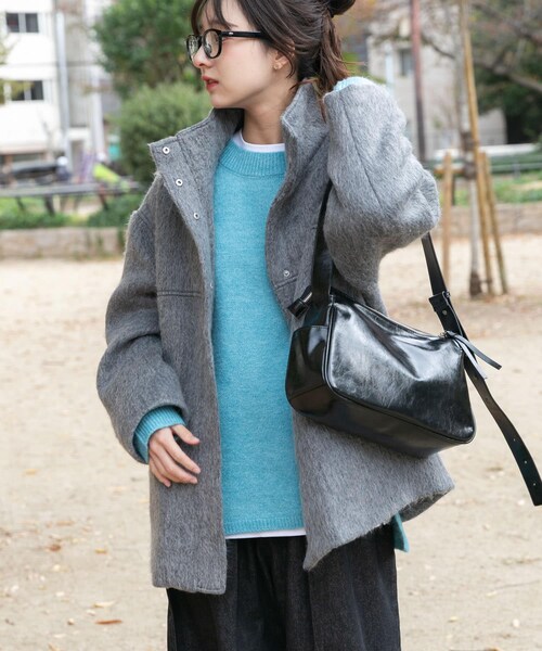 ITEMS URBANRESEARCH（アイテムズ アーバンリサーチ）の「スタンドカラーオーバージャケット（テーラードジャケット・レディース・BLU/CML/GRY・Free）」の9枚目の写真