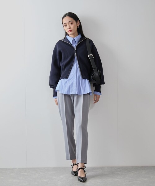 VIS（ビス）の「Wジップハイネックニットカーディガン（カーディガン/ボレロ・レディース・ライトグレー/ネイビー/レッド系・F）」の9枚目の写真