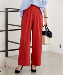 nissen | 大きいサイズ のびるとろみタックワイドパンツ（ゆったりヒップ）(パンツ)