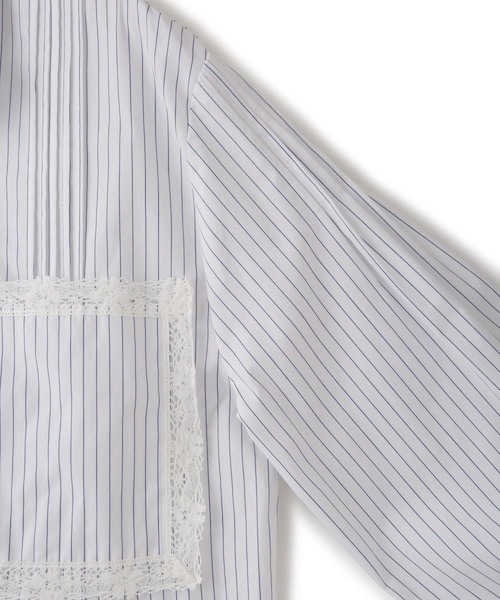 ADAM ET ROPE'（アダムエロペ）の「【J'aDoRe・一部店舗限定】【EENK（インク）】Lace Trim Shirts with Pocket（シャツ/ブラウス・レディース・ホワイト系/ブルー系・S）」の15枚目の写真