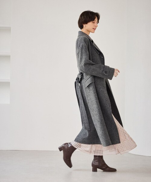 ROPE' PICNIC(ロペピクニック)の「JAPAN FABRIC スタンドカラーロングコート/一部WEB限定カラー(チェスターコート・レディース・ブラック系/グレー/ライトグレー/ベージュ系・F)」の20枚目の写真