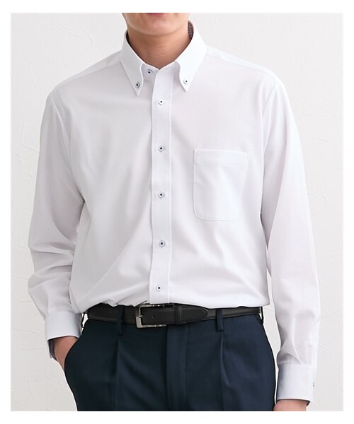nissen（ニッセン）の「ノーアイロン　ストレッチ長袖ボタンダウンワイシャツ（日本製生地・吸汗速乾）（ビジネスシャツ・メンズ・700ホワイト/780グレー・M/L/LL/3L/4L/5L）」の13枚目の写真