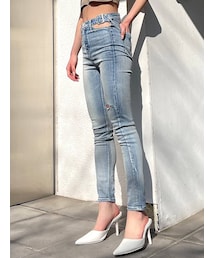 GYDA | H/Wサイドベルトデザインスキニーデニムパンツ(デニムパンツ)