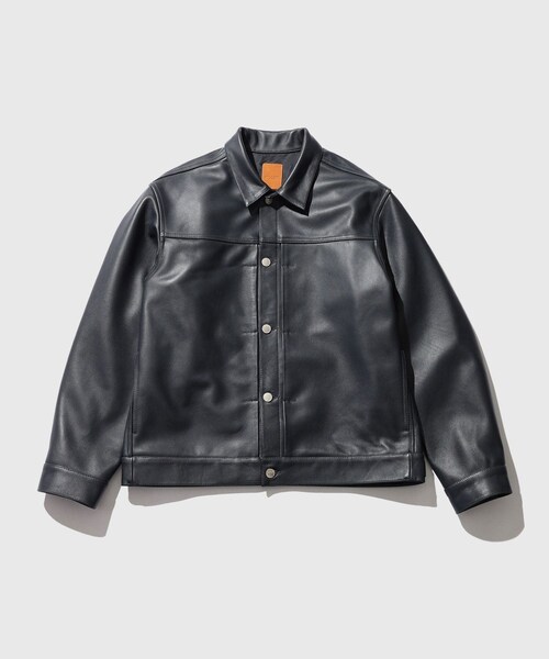 ADAM ET ROPE'(アダムエロペ)の「レザートラックジャケット / ADAM ET ROPE' JEANS(ブルゾン・メンズ・ブラック/ネイビー・L/M)」の6枚目の写真