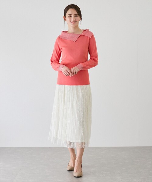 Jayro（ジャイロ）の「ラメアシメオフショル風プルオーバー（ニット/セーター・レディース・ブラック/ホワイト系/パープル系/ピンク・M）」の21枚目の写真