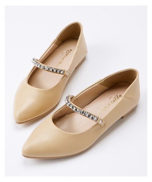 nissen（ニッセン）の「【ゆったり幅広】ビジューストラップフラットシューズ（低反発中敷）（ワイズ４Ｅ）（バレエシューズ・メンズ・黒/アイボリー/ベージュ・M=23.0~23.5cm/4E/L=24.0~24.5cm/4E/LL=25.0~25.5cm/4E/3L=26.0~26.5cm/4E）」の3枚目の写真