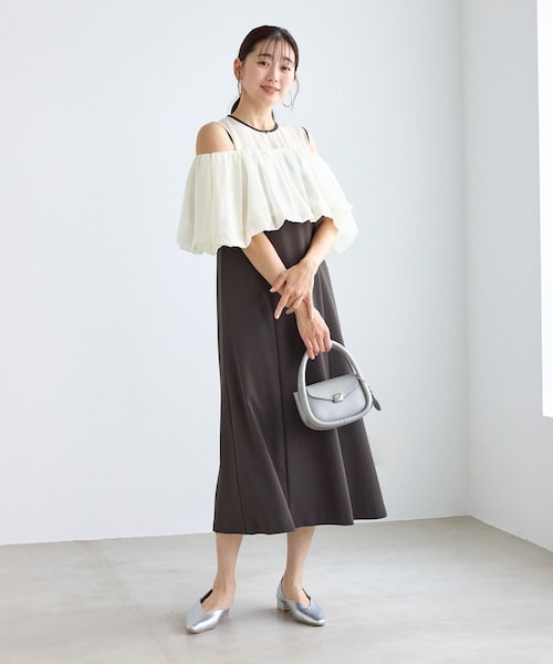 ROPE' PICNIC(ロペピクニック)の「【Mon E’toile/モンエトワール】バルーンビスチェセットワンピース/マルチWAY(ドレス・レディース・チャコール/ダークブラウン/ベージュ・M/S)」の8枚目の写真