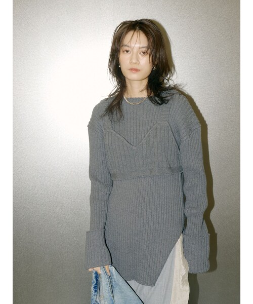 Ungrid（アングリッド）の「【Htage】ビスチェコンビルーズニット（その他・レディース・チャコールグレー/アイボリー・F）」の6枚目の写真