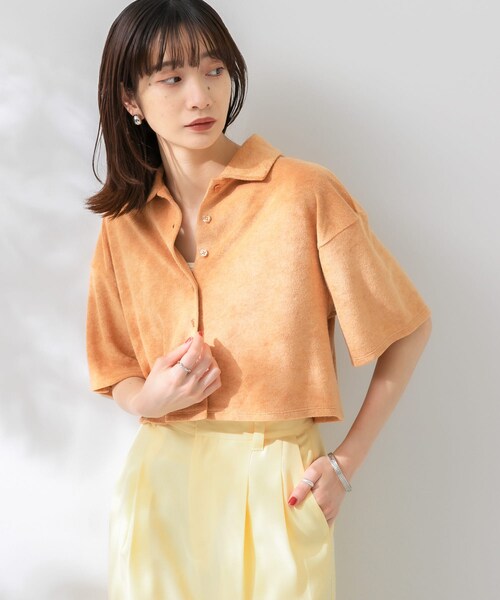 KBF（ケイビーエフ）の「クロップドパイルポロシャツ（ポロシャツ・レディース・PINK/CAMEL/BLUE・one）」の22枚目の写真